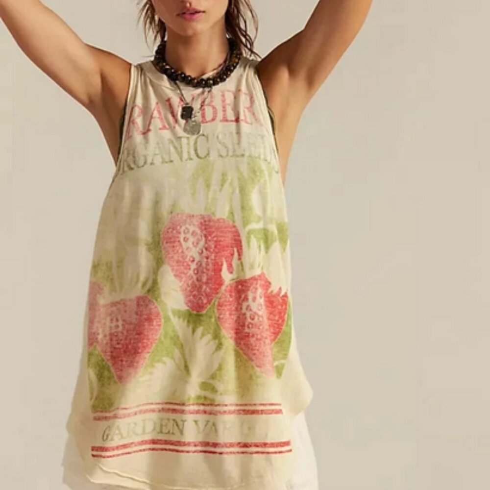 Free People We The Free Rosie Graphic Tank Sleeveless Racerback Top L